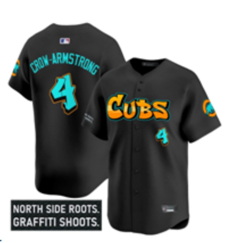 Men 2025 Chicago Cubs #4 Crow-Armstrong Black Seventh generations Joint Name Nike MLB Jersey style 2->los angeles dodgers->MLB Jersey